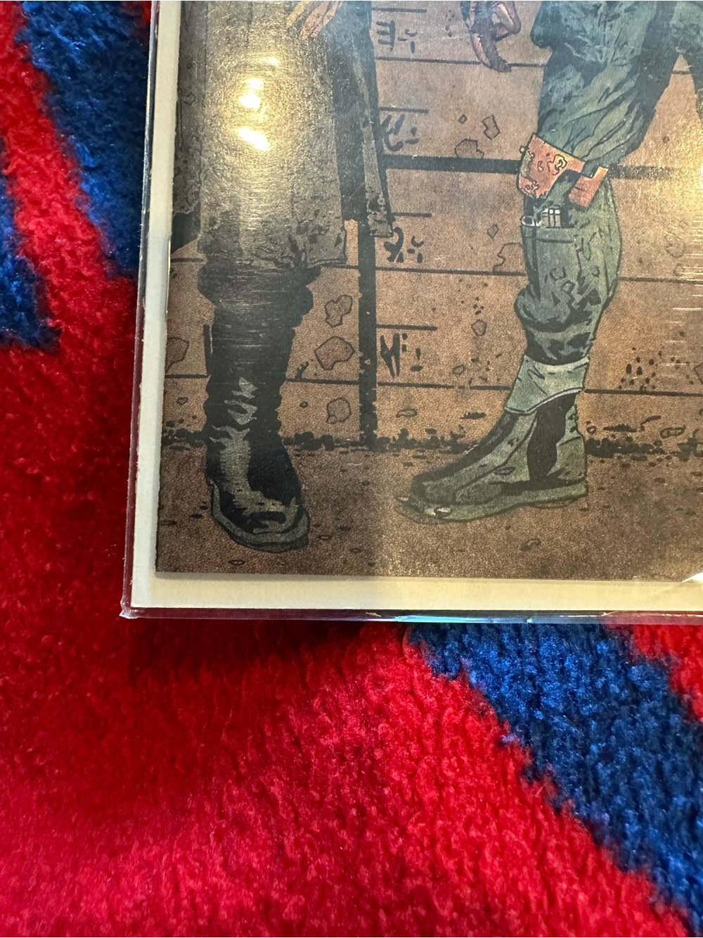 Comic Book Back Cover Detail with Red and Blue Accent